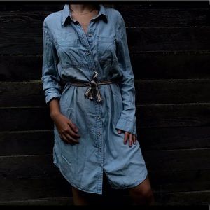 Soft Denim Cow Girl Style Dress With Belt